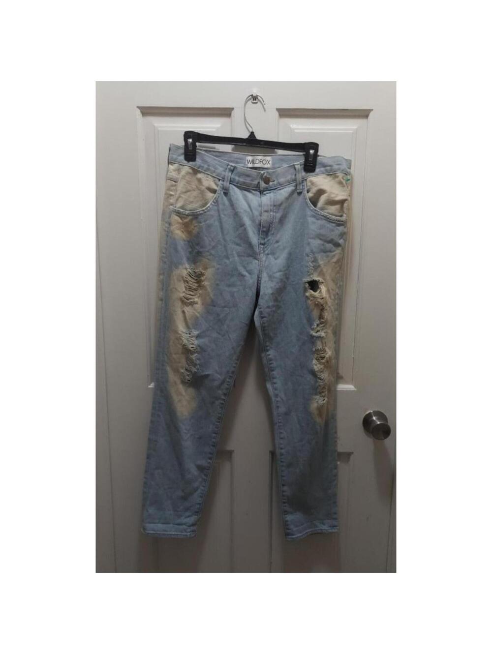 Wild fox women's jeans size 29 blue denim trashed acid bleach wash